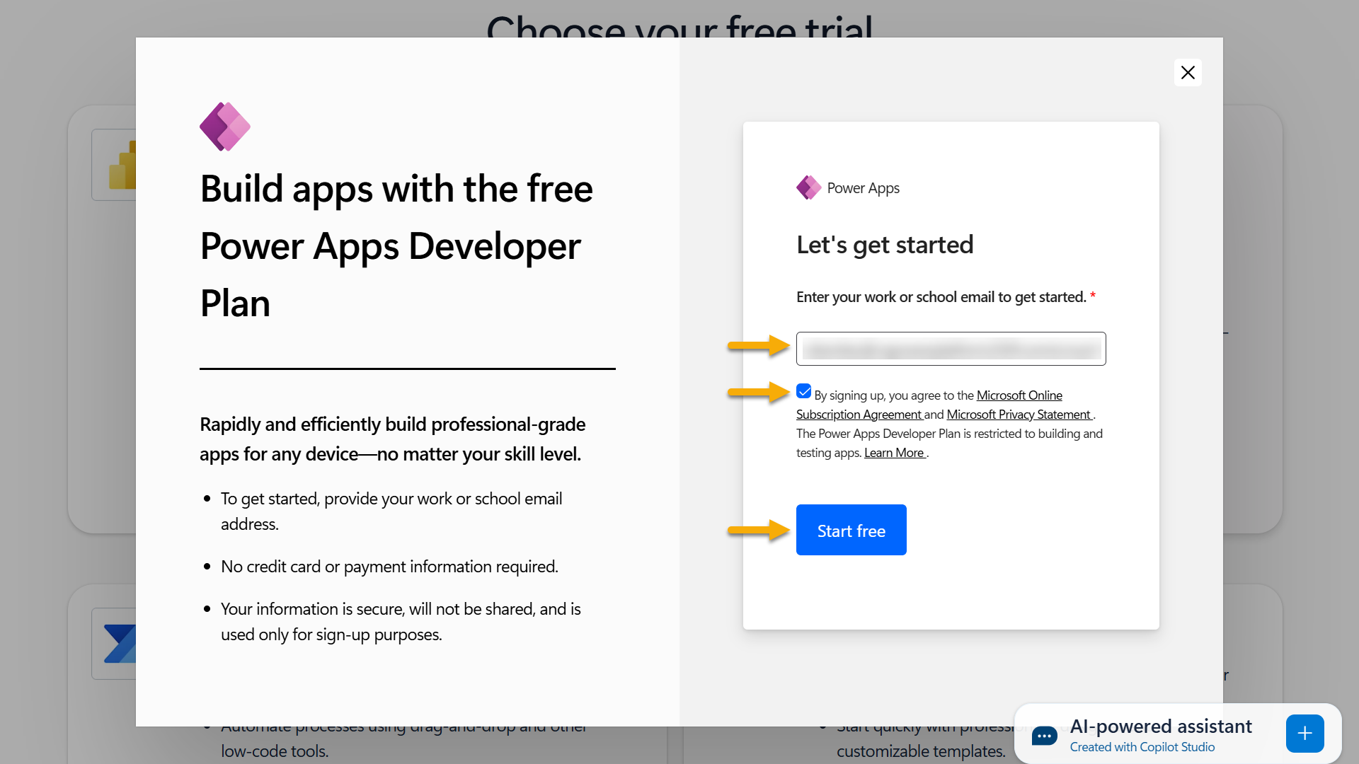 Sign up for Power Apps Developer Plan