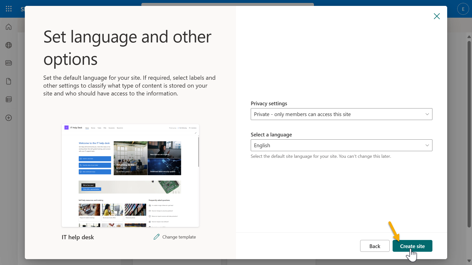 Language and other options