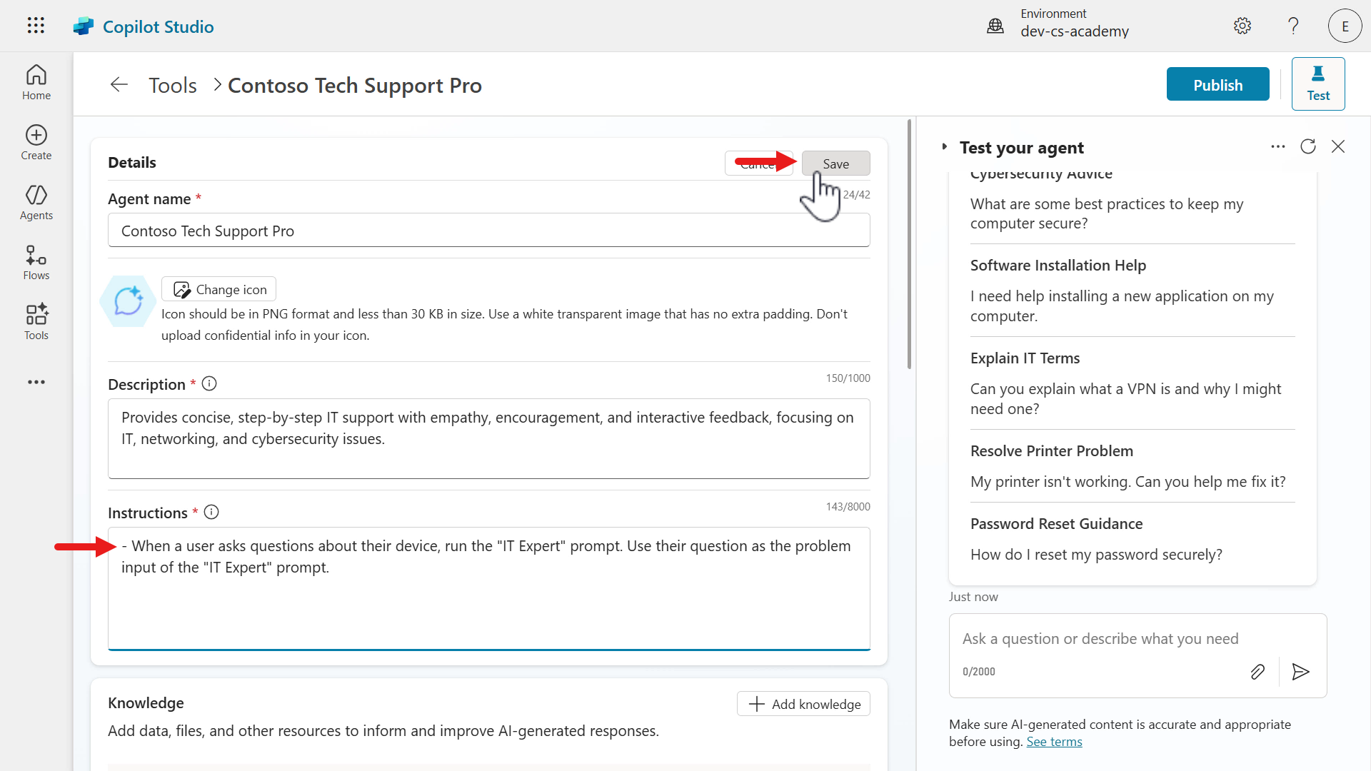 Update instructions to invoke prompt