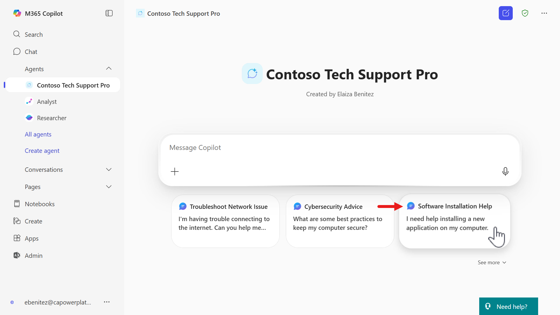 Select starter prompt