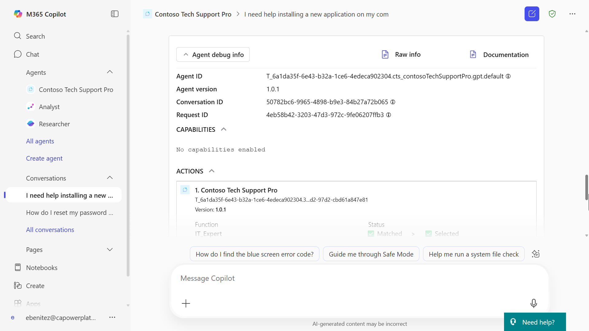 Agent debug info expanded