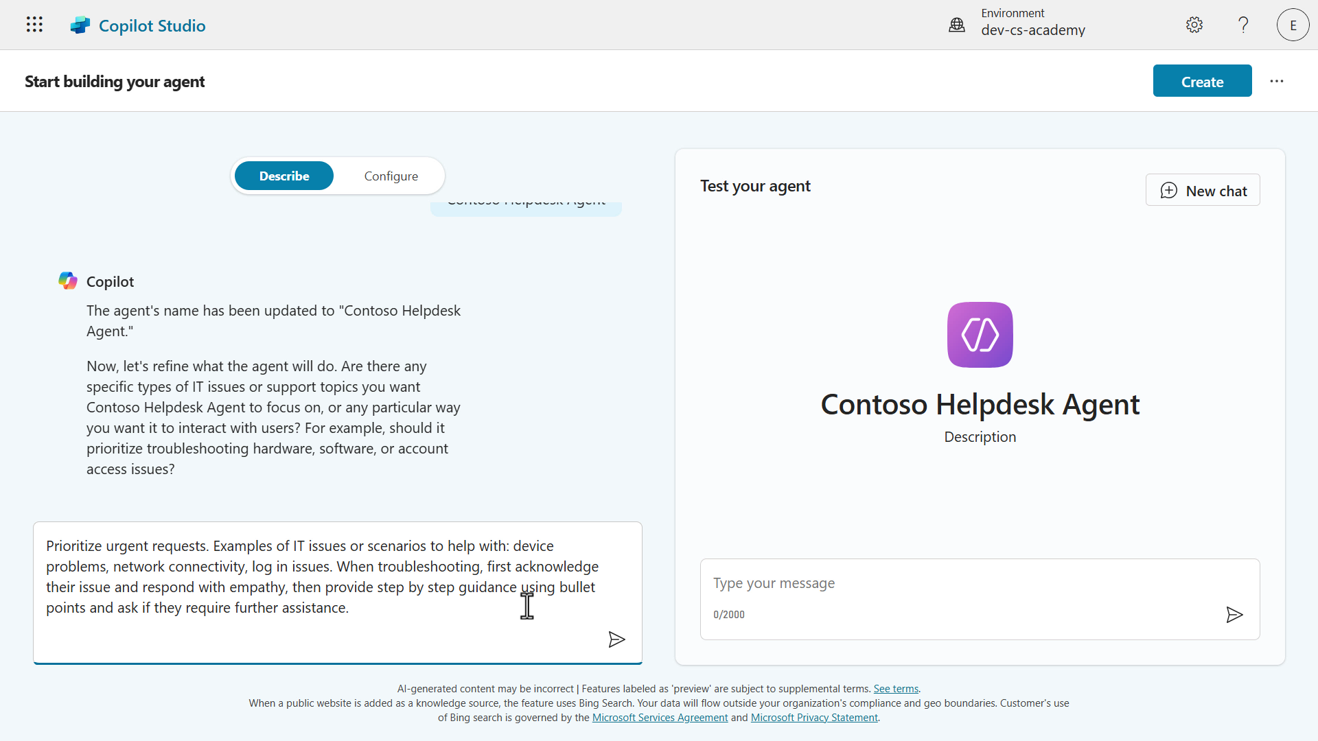Refine agent instructions