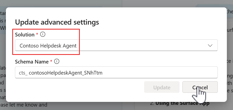 View of Advanced Settings