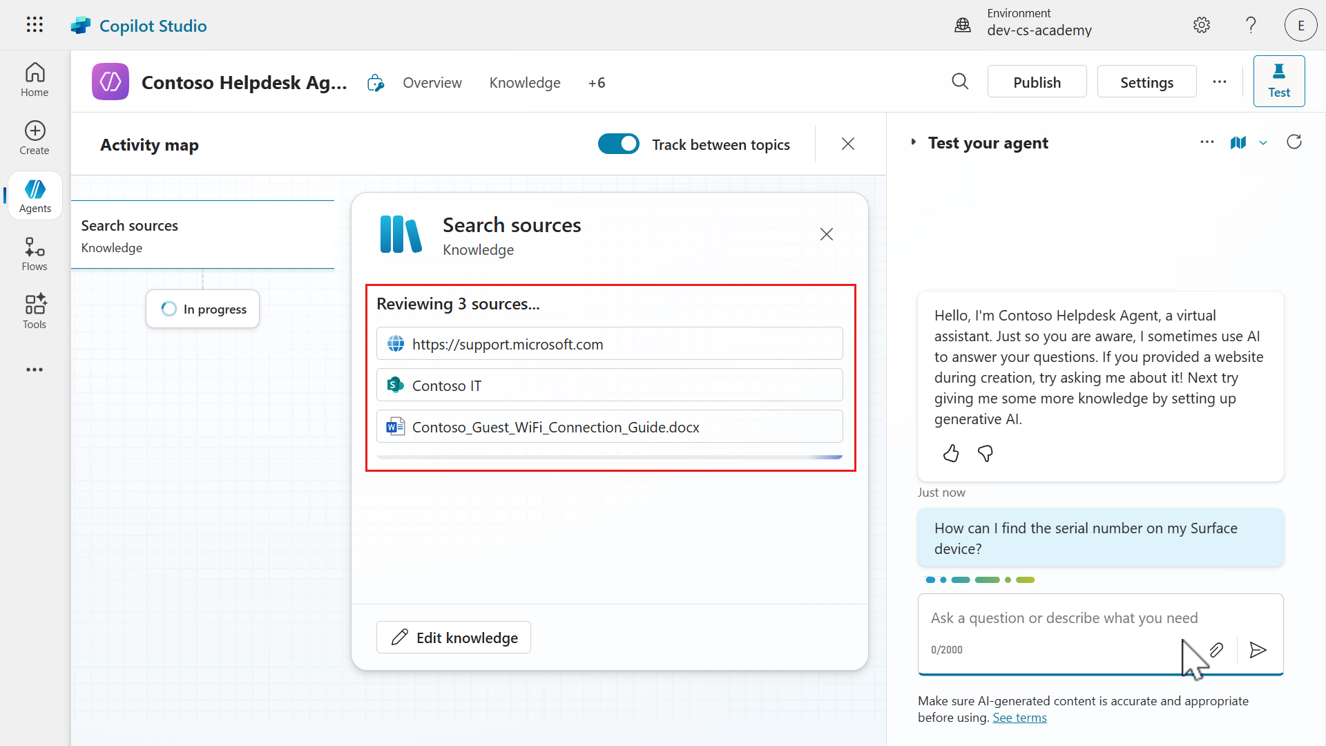 Web page referenced in response