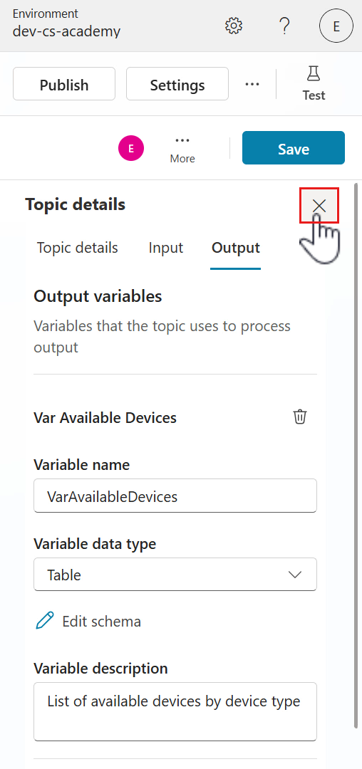 Exit from topic details pane.