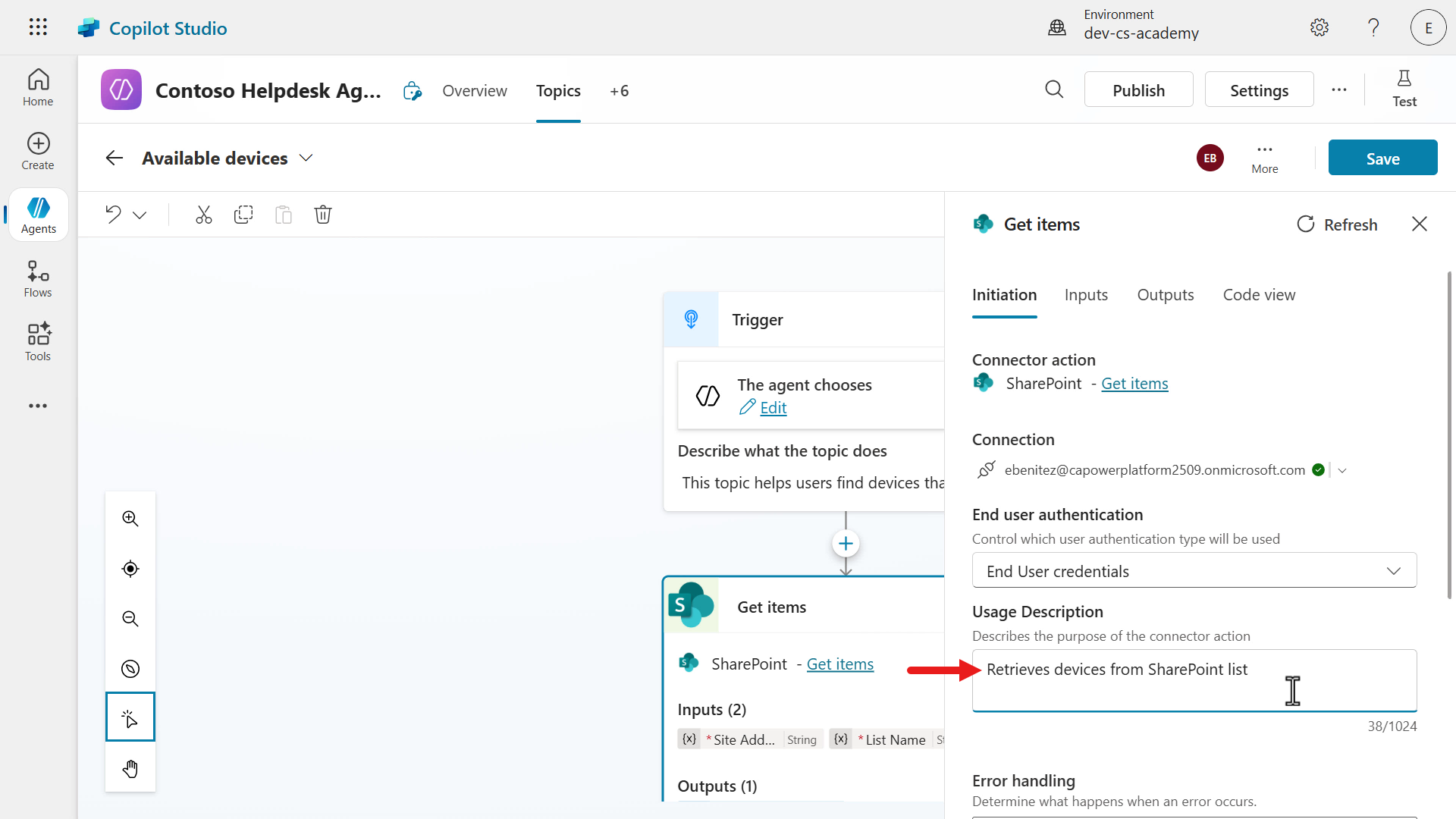 Get items description