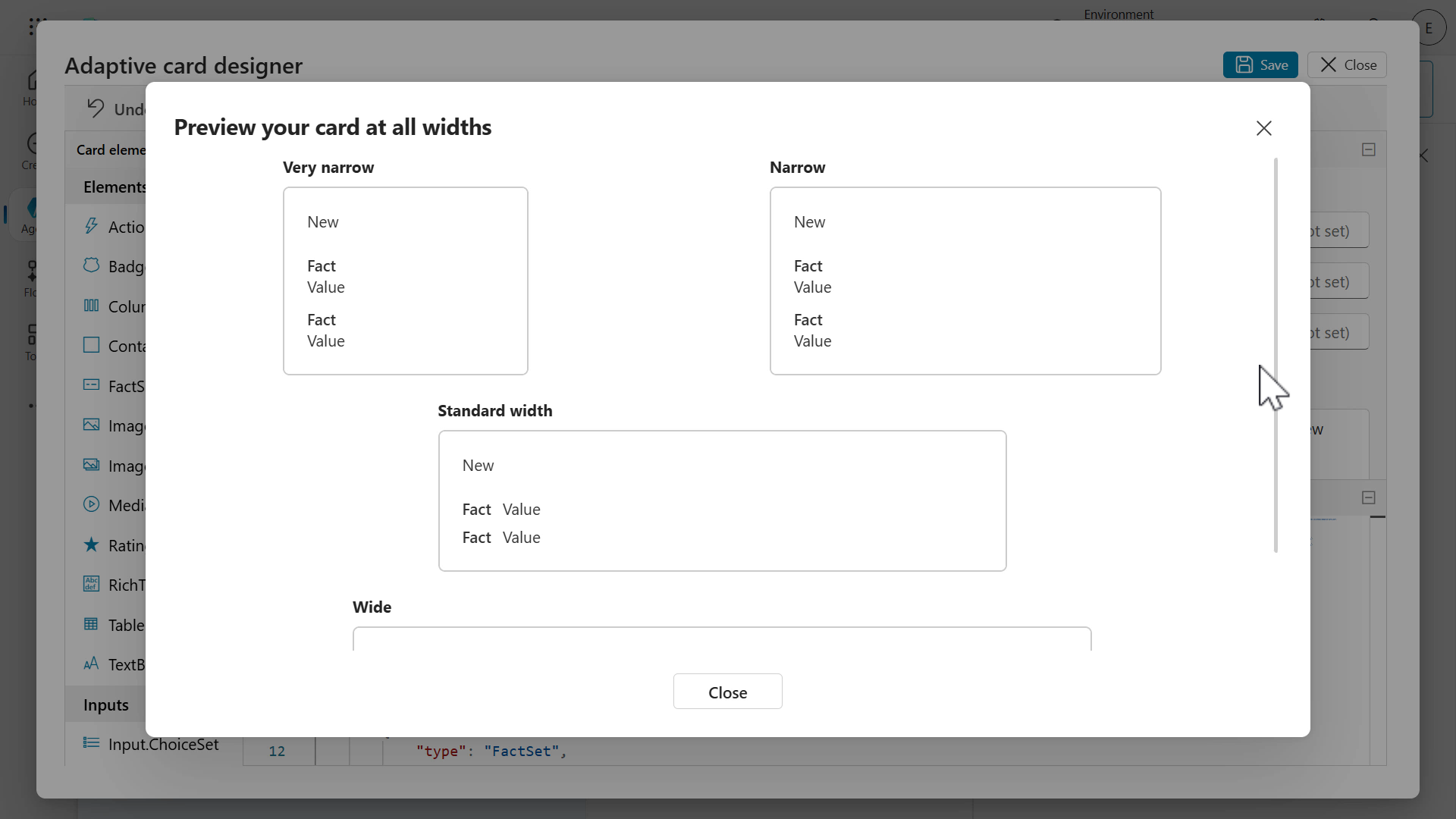 Preview card at different widths
