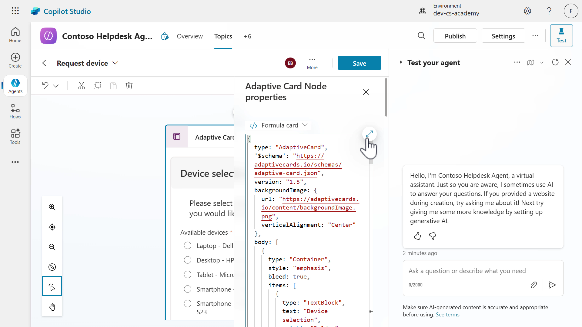 Click on expand icon