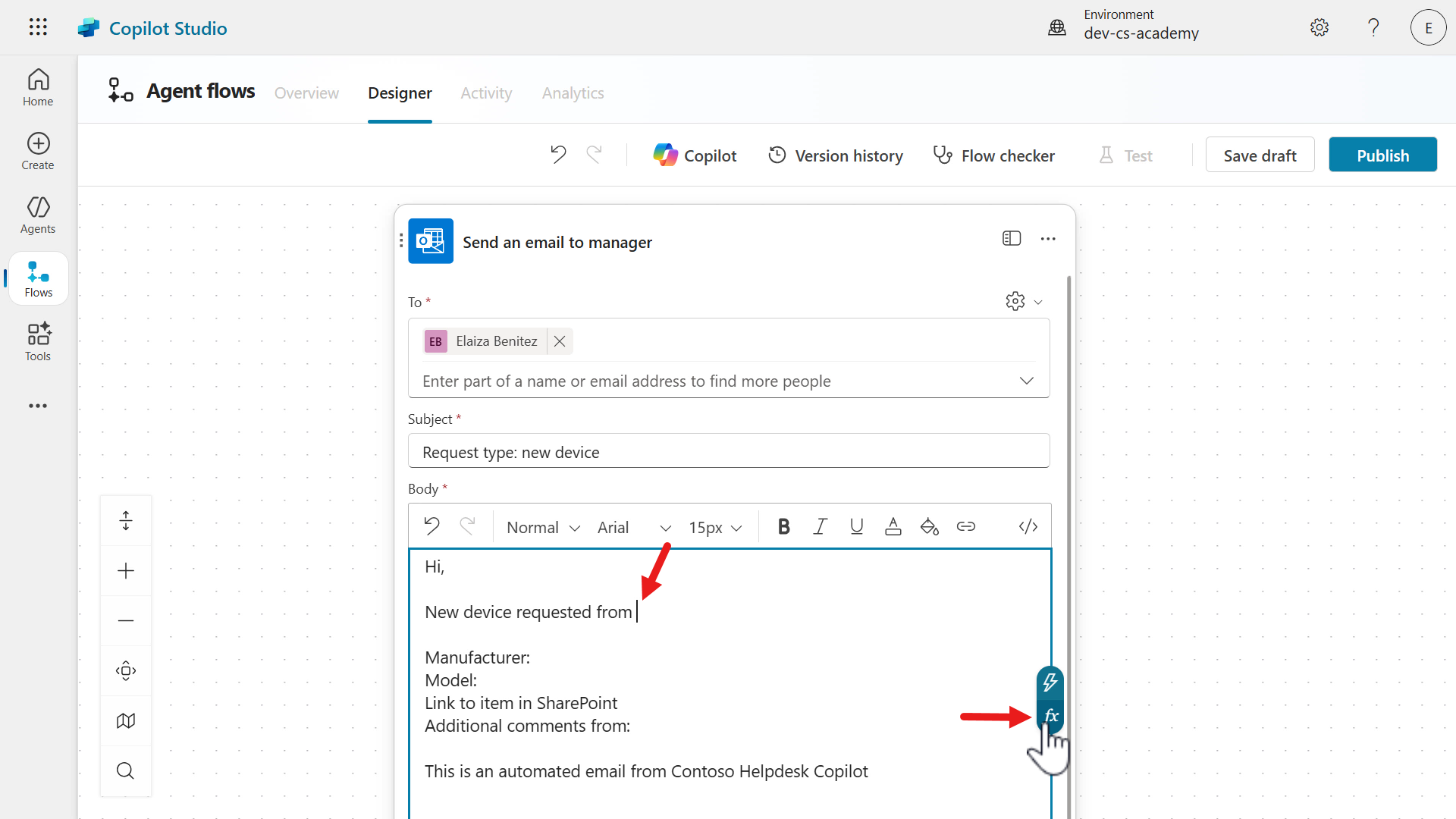 Add User input as dynamic content