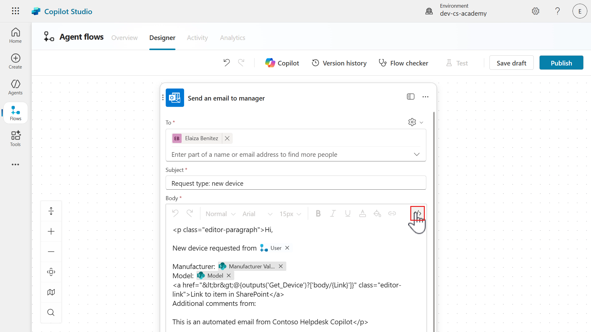 Switch back to code view