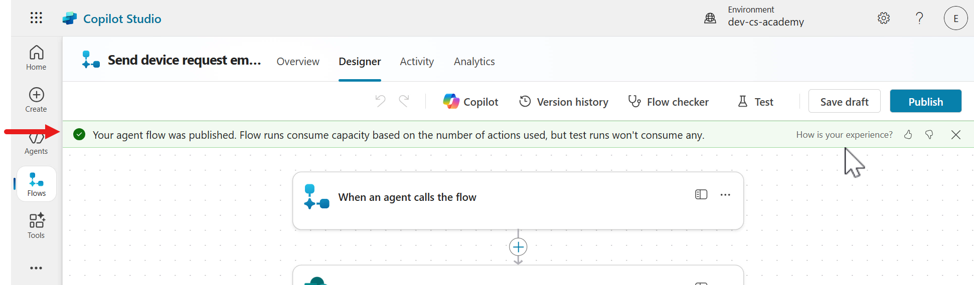 Confirmation message