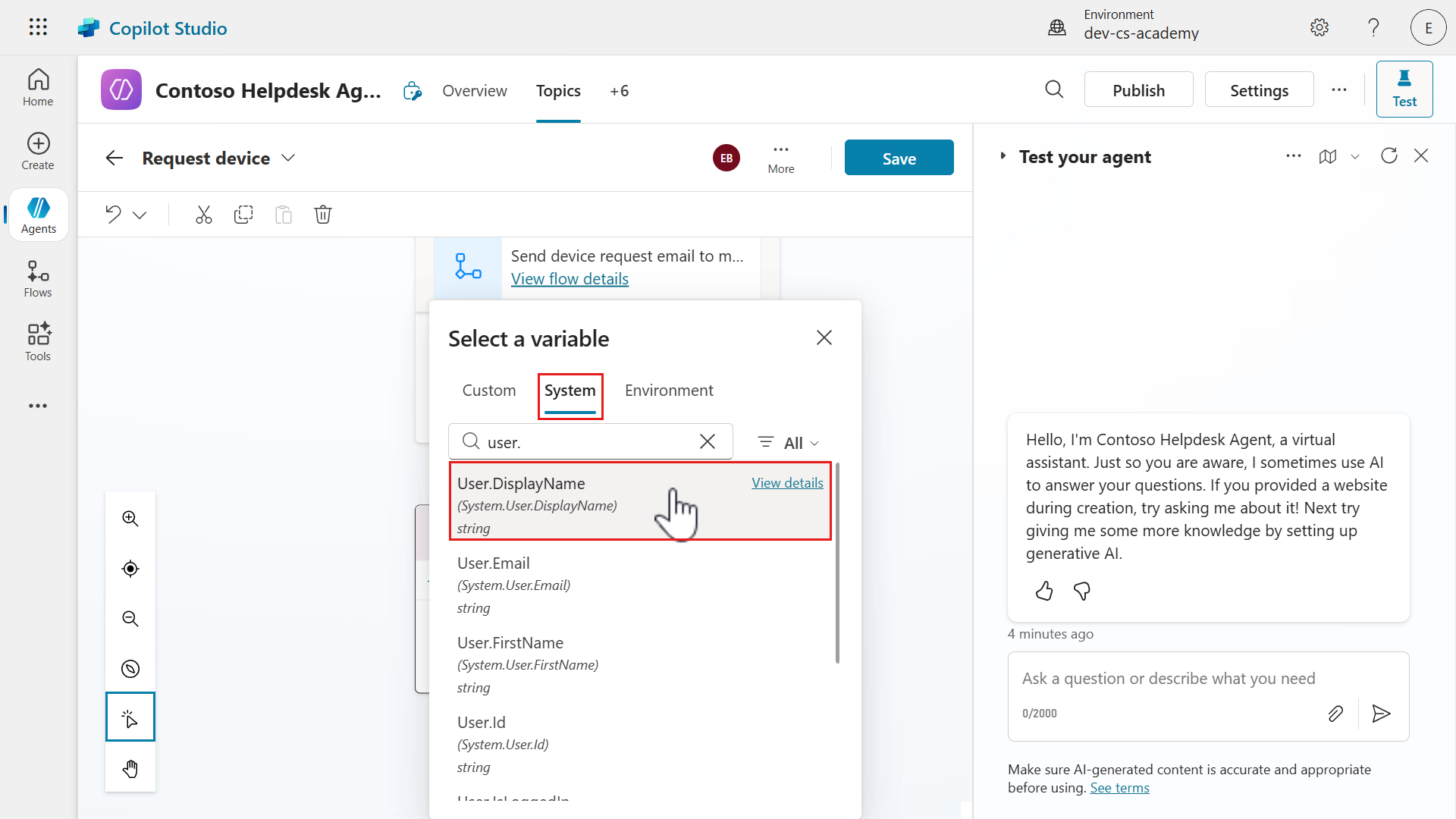 Select system variable