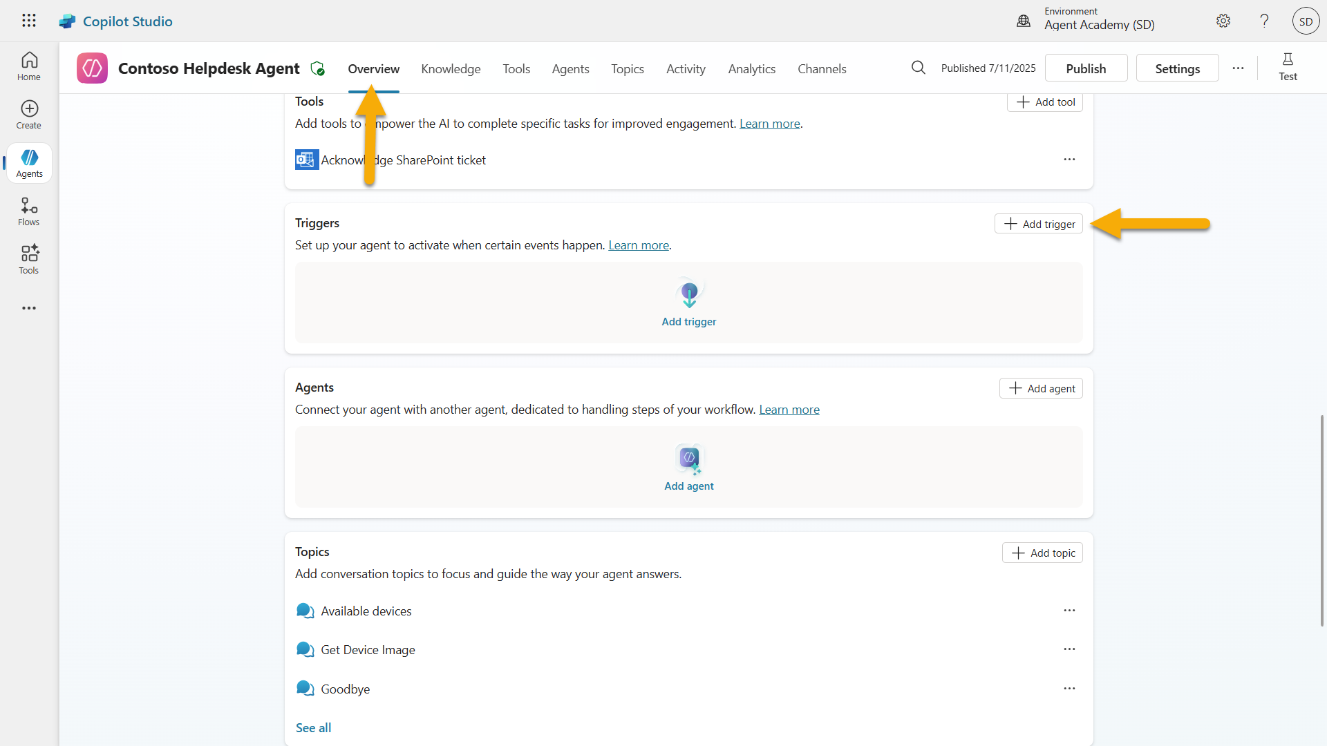 Navigate to Triggers