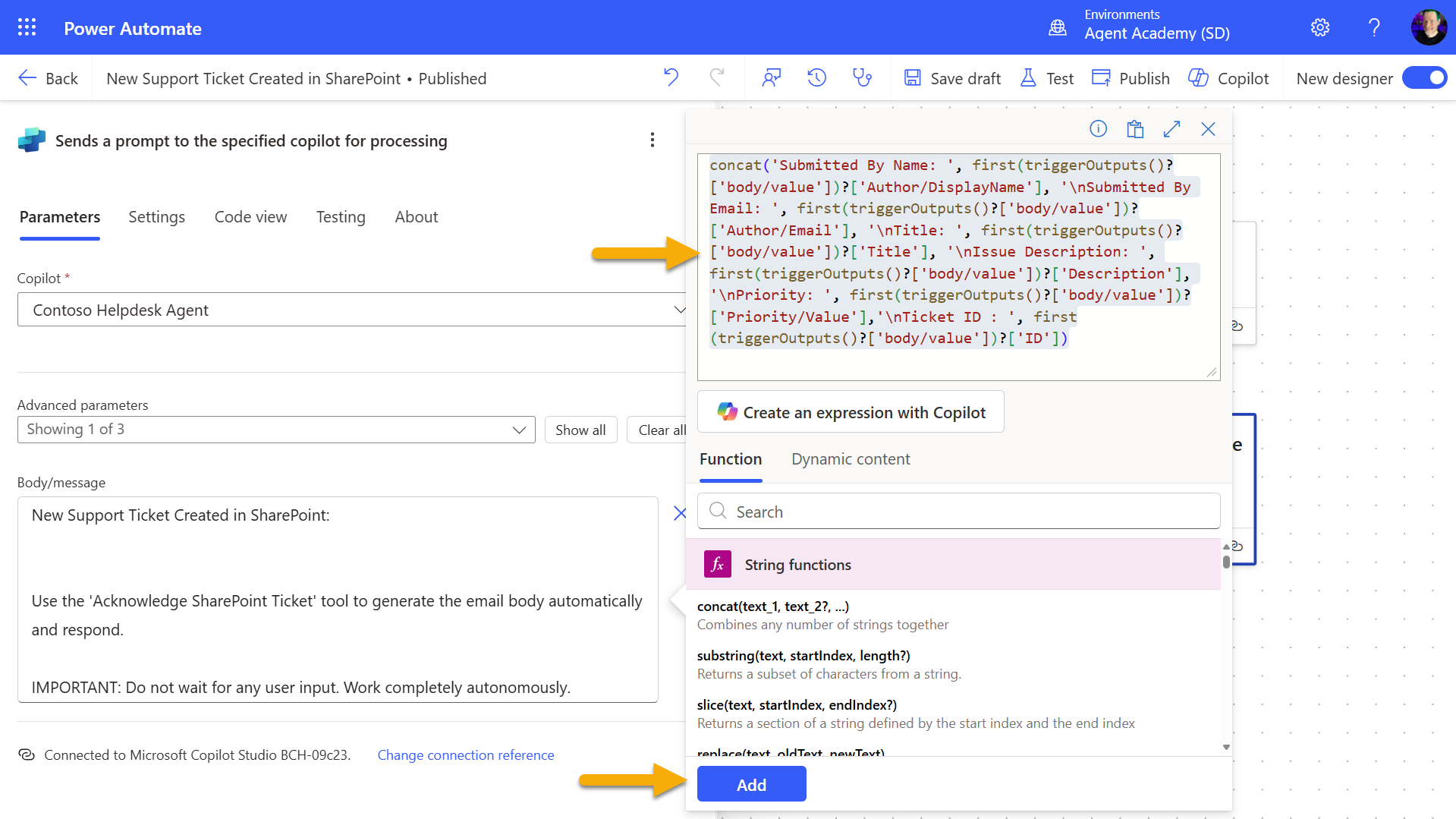 Trigger output expression