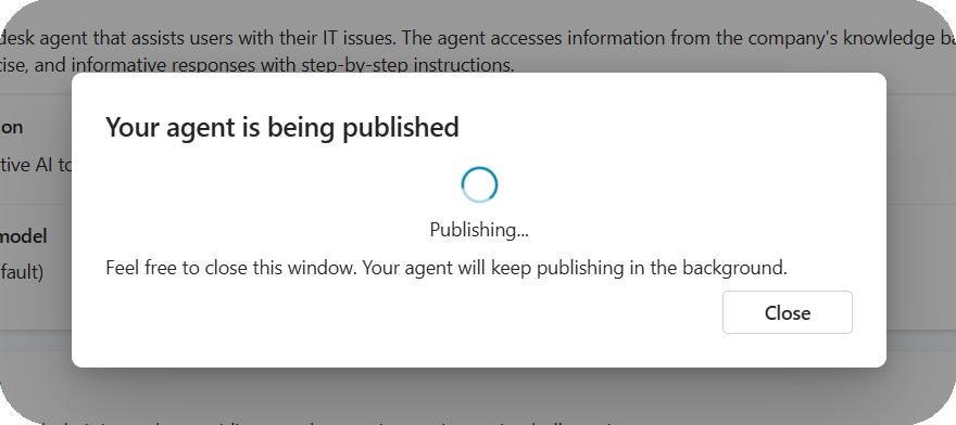 Agent is publishing